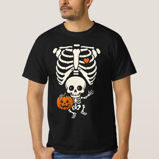 Halloween Skeleton Baby Rib Cage Maternity Pregnan T-shirt (Voorkant)