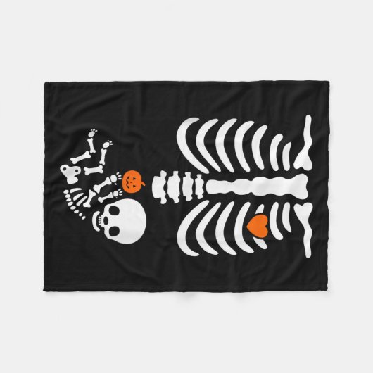Halloween Skeleton Baby Rib Cage Pregnant Pumpkin  Fleece Deken (Voorkant (Horizontaal))