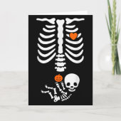 Halloween Skeleton Baby Rib Cage Pregnant Pumpkin Kaart (Voorkant)