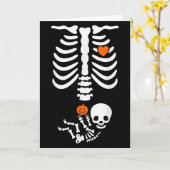 Halloween Skeleton Baby Rib Cage Pregnant Pumpkin  Kaart (Gele Bloem)
