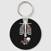 Halloween Skeleton Baby Rib Cage Pregnant Pumpkin  Sleutelhanger (Voorkant)
