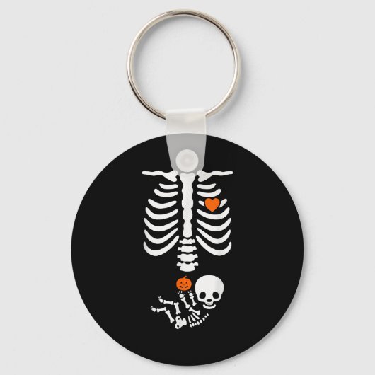 Halloween Skeleton Baby Rib Cage Pregnant Pumpkin  Sleutelhanger (Voorkant)