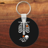 Halloween Skeleton Baby Rib Cage Pregnant Pumpkin  Sleutelhanger (Voorkant)