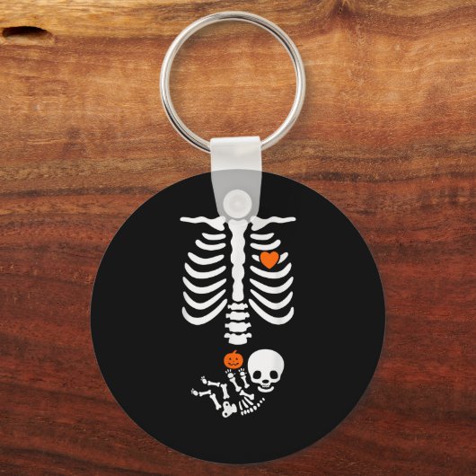 Halloween Skeleton Baby Rib Cage Pregnant Pumpkin  Sleutelhanger (Voorkant)
