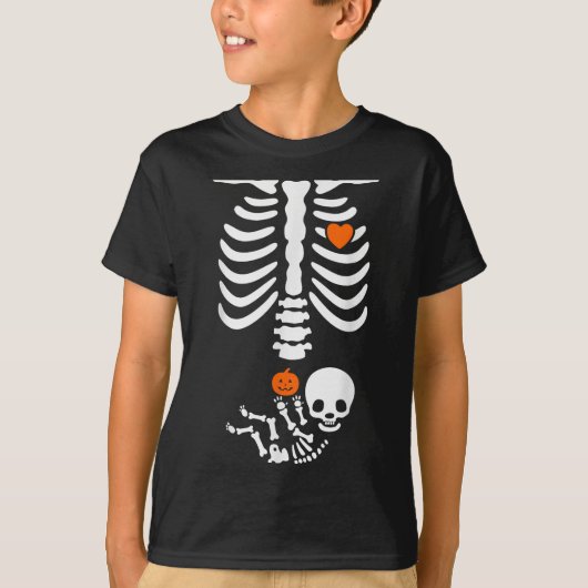 Halloween Skeleton Baby Rib Cage Pregnant Pumpkin  T-shirt (Voorkant)
