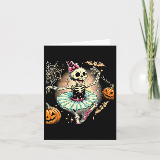 Halloween Skeleton Ballet Dansen Ballerina Kaart (Voorkant)