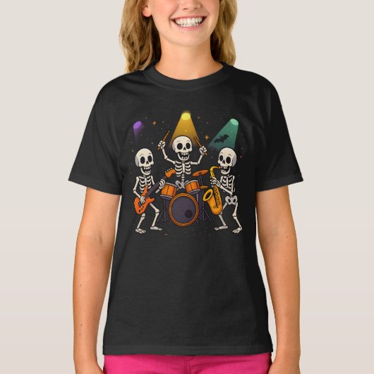 Halloween Skeleton Band Kleding Leuk Mannelijk vro T-shirt (Voorkant)