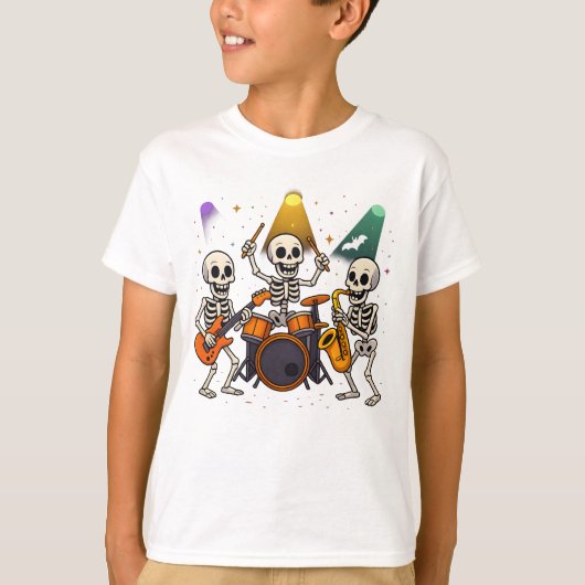 Halloween Skeleton Band Kleding Leuk Mannelijk vro T-shirt (Voorkant)