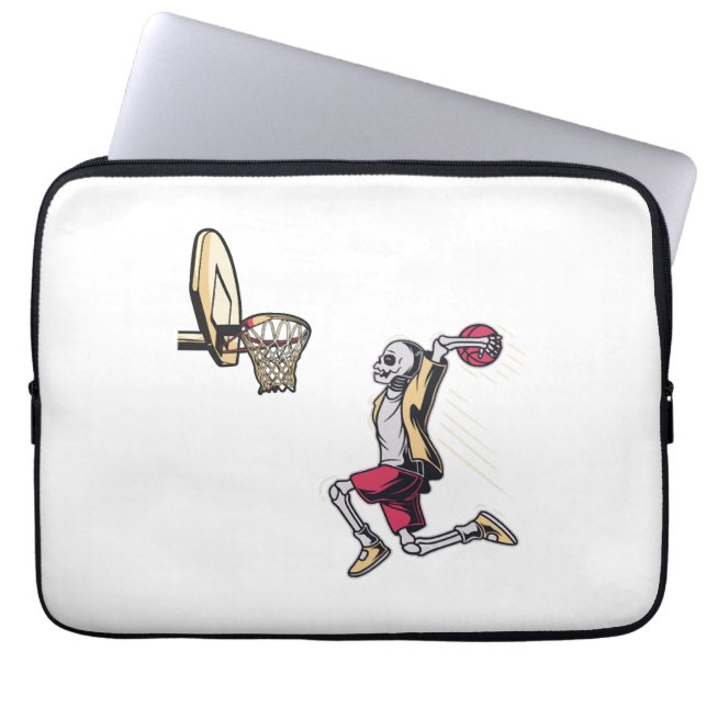 Halloween Skeleton Basketball Player Costuum Skull Laptop Sleeve (Voorkant)