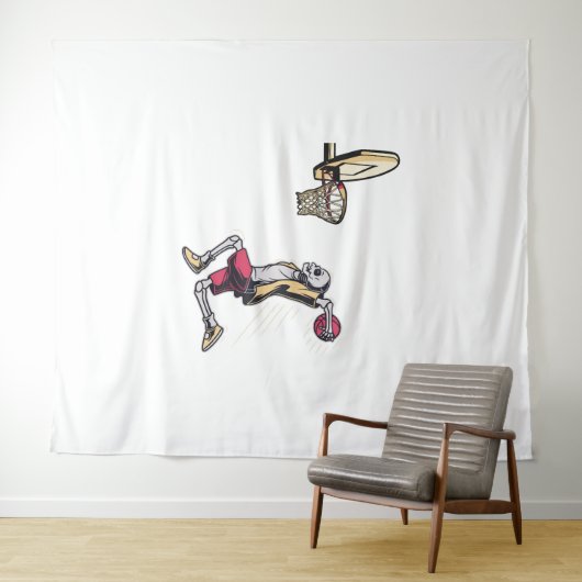 Halloween Skeleton Basketball Player Costuum Skull Wandkleed (In Situ (horizontaal))