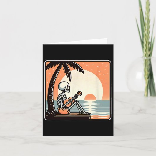 Halloween Skeleton Beach Palm Tree Kaart (Voorkant)