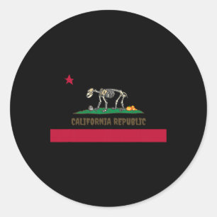 Halloween Skeleton Beer Californië CA State Flag F Ronde Sticker