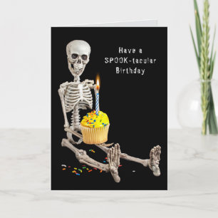 Halloween Skeleton Birthday Cupcake Kaart