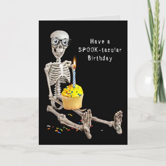 Halloween Skeleton Birthday Kaart (Voorkant)