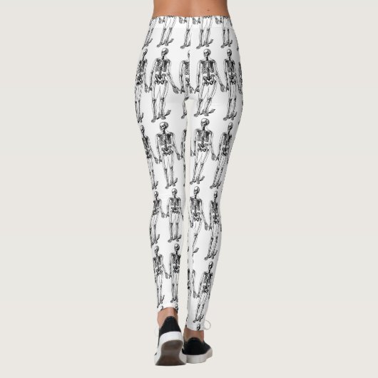 Halloween Skeleton Black White Comfortabel Leggings (Achterkant)