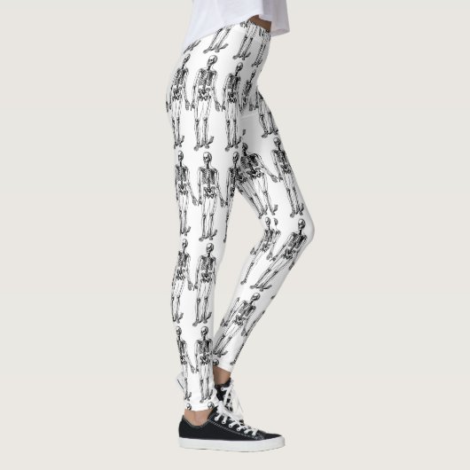 Halloween Skeleton Black White Comfortabel Leggings (Rechts)