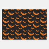 Halloween Skeleton Botten Bats & Spider Webs Oranj Inpakpapier Vel (Voorkant 3)