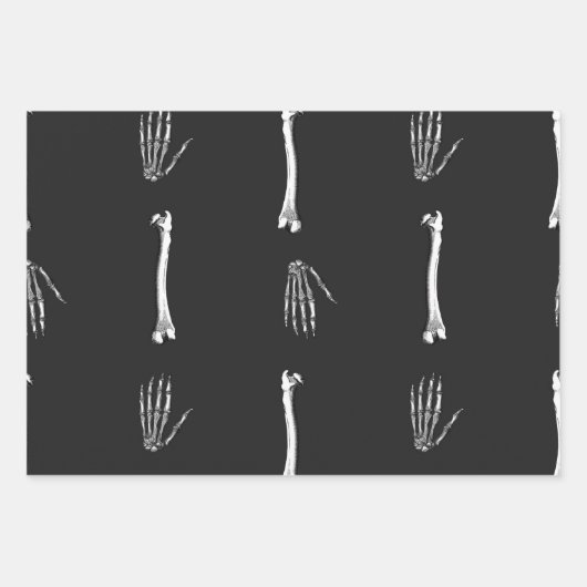 Halloween Skeleton Botten Bats & Spider Webs Oranj Inpakpapier Vel (Voorkant 2)