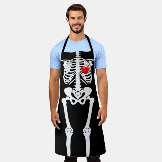 Halloween Skeleton Botten Hart All-Over Print Schort (Gedragen)