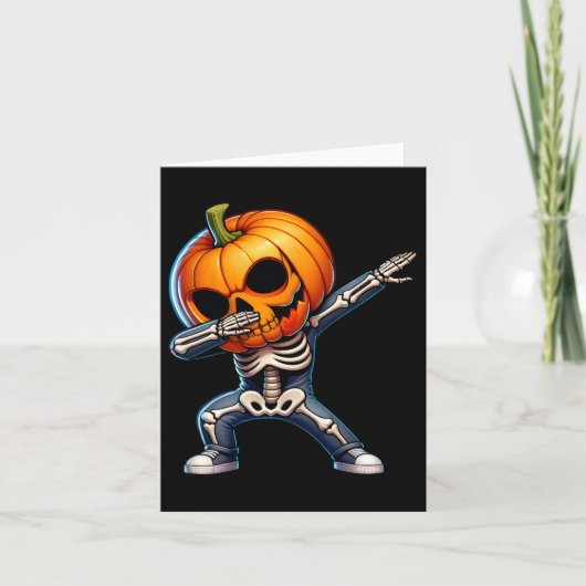 Halloween Skeleton Boys Trick Treat Funny Pumpkin Kaart (Voorkant)