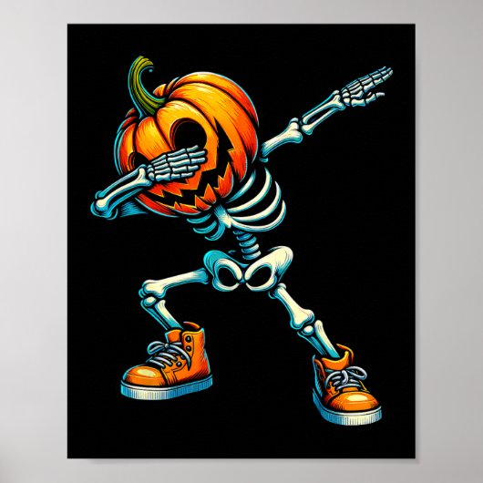 Halloween Skeleton Boys Trick Treat Funny Pumpkin Poster (Voorkant)
