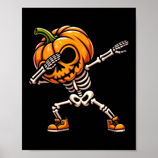 Halloween Skeleton Boys Trick Treat Funny Pumpkin Poster (Voorkant)