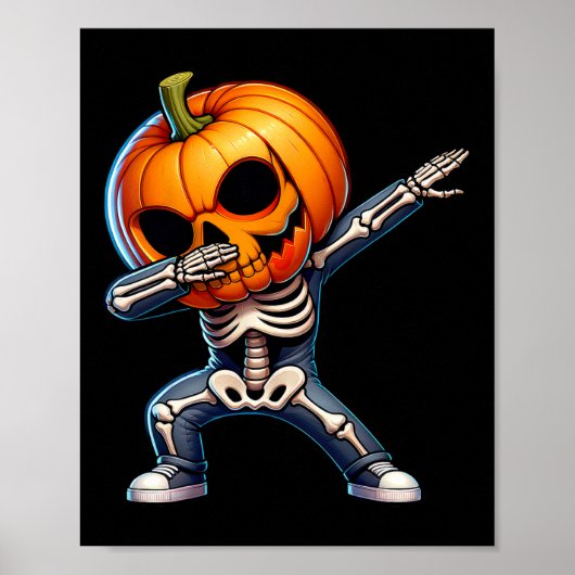Halloween Skeleton Boys Trick Treat Funny Pumpkin Poster (Voorkant)