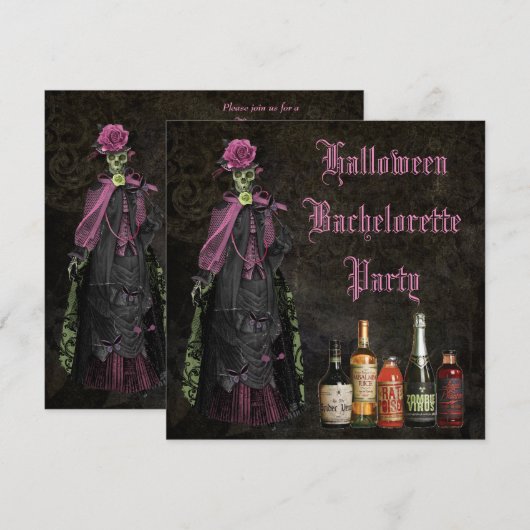 Halloween Skeleton Bride Bachelorette Party Kaart (Voorkant / Achterkant)