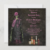 Halloween Skeleton Bride Bachelorette Party Kaart (Achterkant)