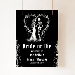 Halloween Skeleton Bride of Die Bridal Welkom Poster