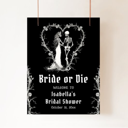 Halloween Skeleton Bride of Die Bridal Welkom Poster
