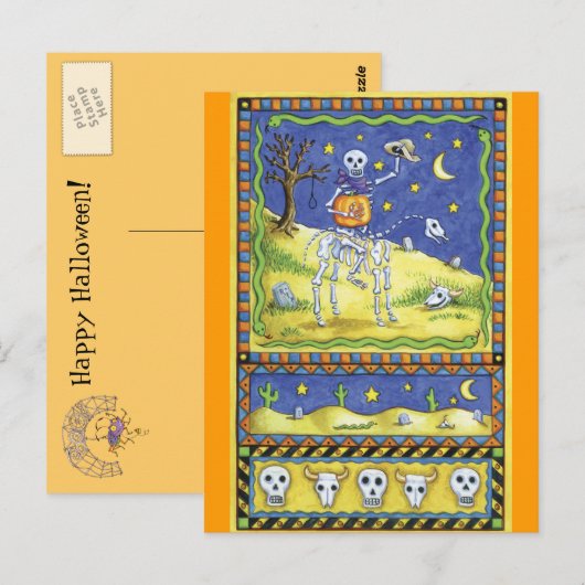 Halloween Skeleton Briefkaart (Voorkant / Achterkant)