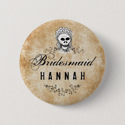 Halloween Skeleton Brown Gothic Bridesmaid Ronde Button 5,7 Cm (Voorkant)