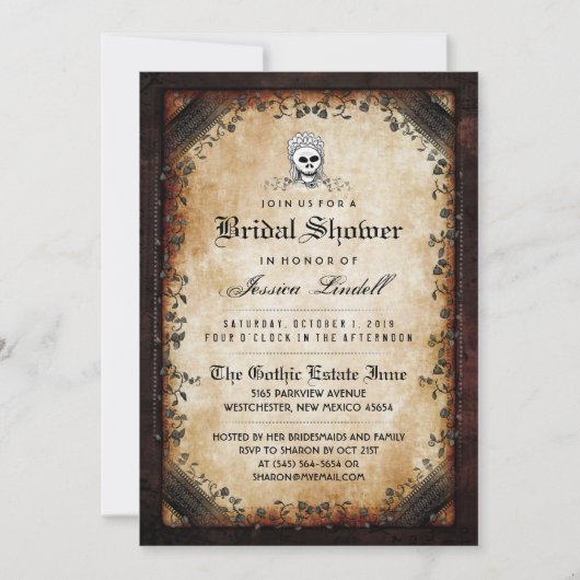 Halloween Skeleton Brown Gothic Vrijgezellenfeest Kaart (Voorkant)