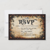 Halloween Skeleton Bruin Gothic Wedding RSVP (Voorkant)
