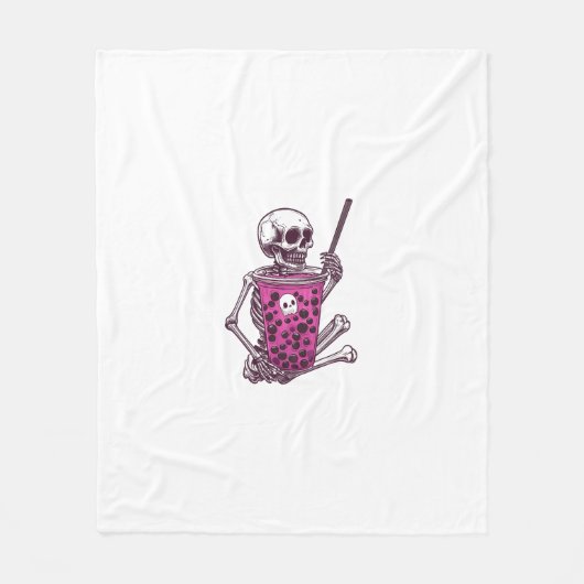 Halloween Skeleton Bubble Tea Fleece Deken (Voorkant)