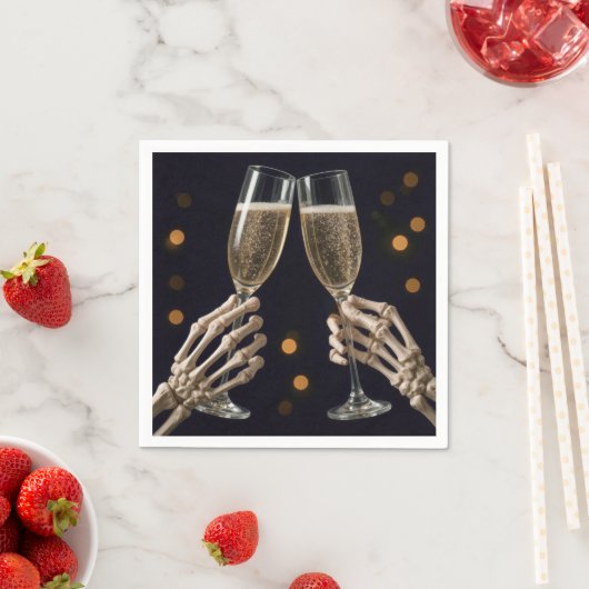 Halloween Skeleton Champagne Toast Servet (Insitu)