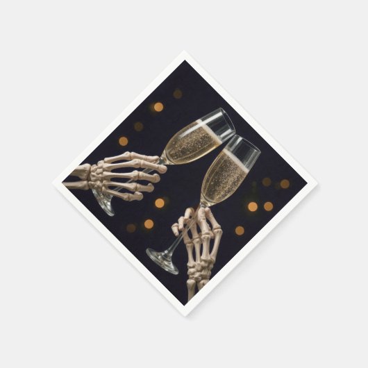 Halloween Skeleton Champagne Toast Servet (Hoek)