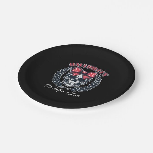 Halloween Skeleton Club Papieren Bordje (Gekanteld)