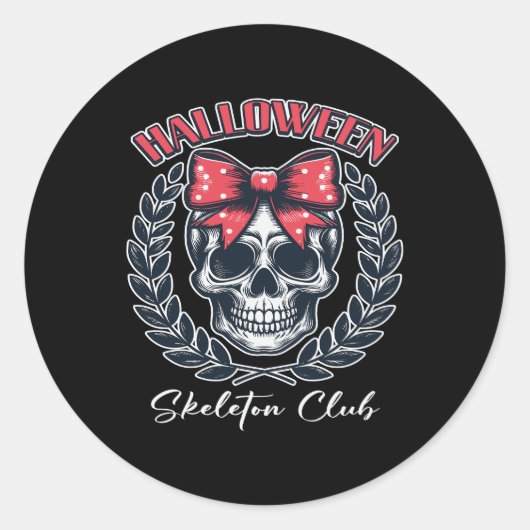 Halloween Skeleton Club Ronde Sticker (Voorkant)