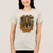 Halloween Skeleton Coffee Shirt | Trick or treat (Voorkant)