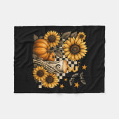 Halloween Skeleton Coffee, Soky Sunflowers Pumpkin Fleece Deken (Voorkant (Horizontaal))