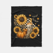 Halloween Skeleton Coffee, Soky Sunflowers Pumpkin Fleece Deken (Voorkant)