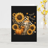 Halloween Skeleton Coffee, Soky Sunflowers Pumpkin Kaart (Gele Bloem)