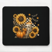Halloween Skeleton Coffee, Soky Sunflowers Pumpkin Muismat (Voorkant)