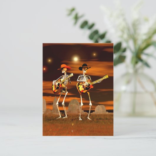 Halloween Skeleton Concert Briefkaart (Staand voorkant)