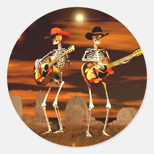 Halloween Skeleton Concert Ronde Sticker (Voorkant)