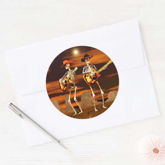 Halloween Skeleton Concert Ronde Sticker (Envelop)