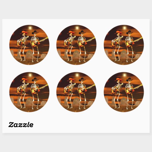 Halloween Skeleton Concert Ronde Sticker (Vel)