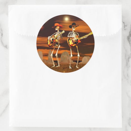 Halloween Skeleton Concert Ronde Sticker (Tas)